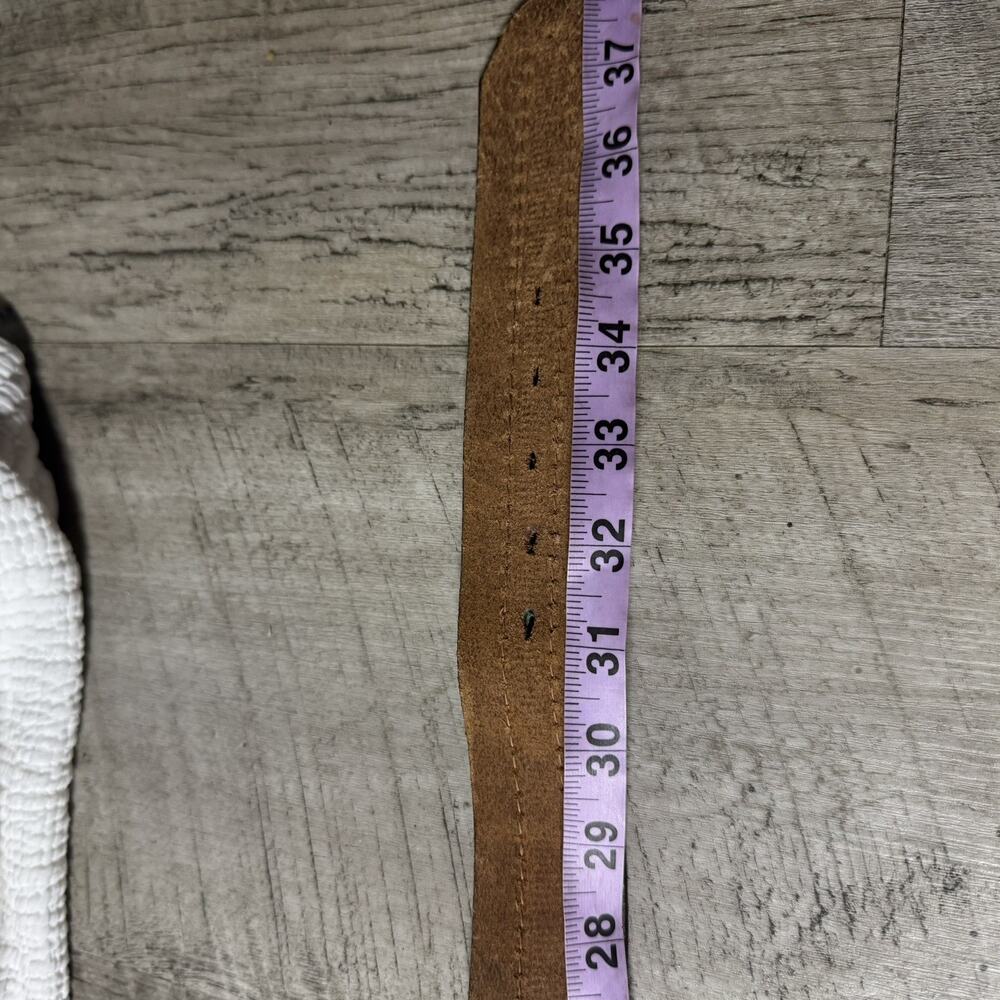 Vintage Brown Genuine Rugged Range Leather Wide Belt Contrast Stitching Thick - Picture 12 of 13